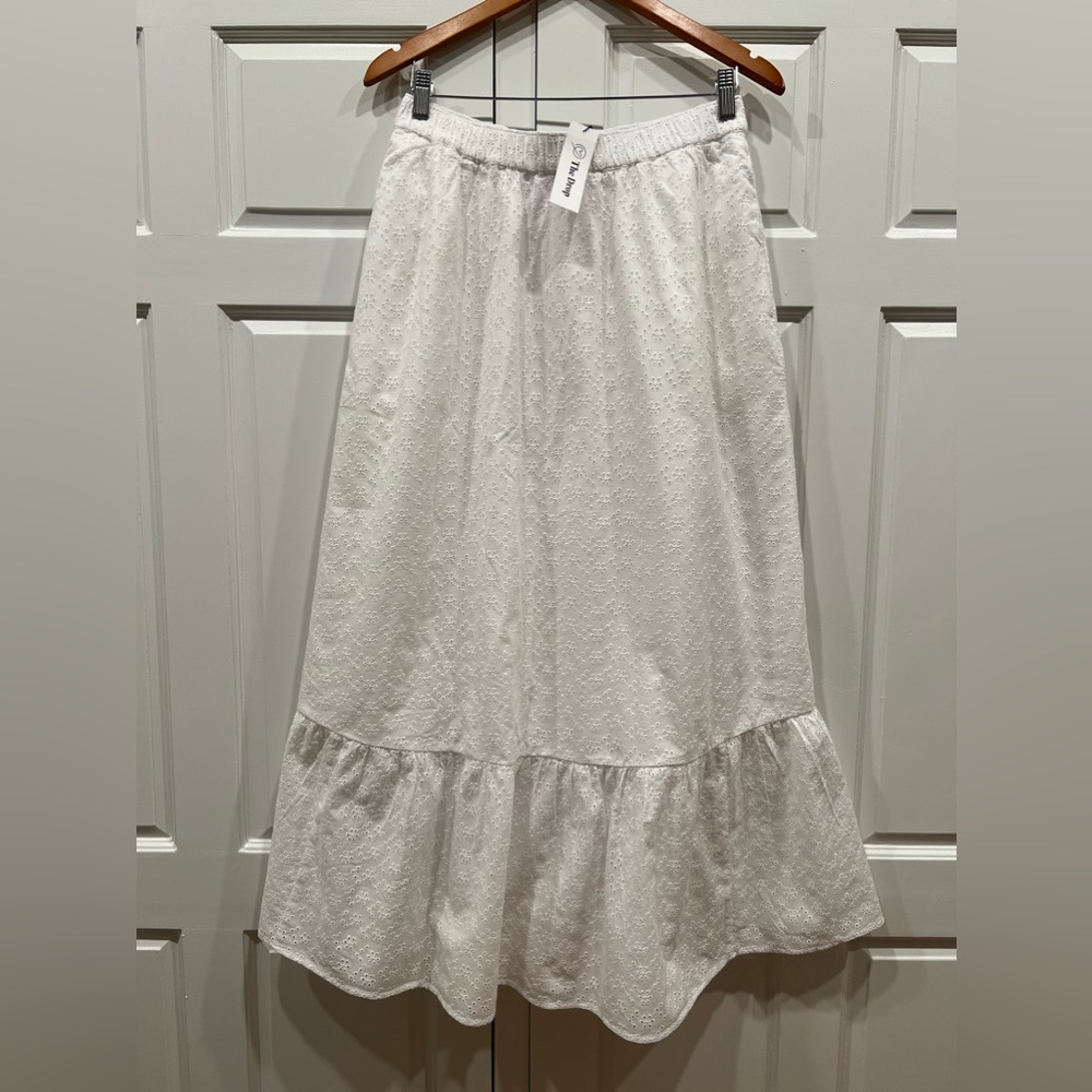 White tiered maxi skirt